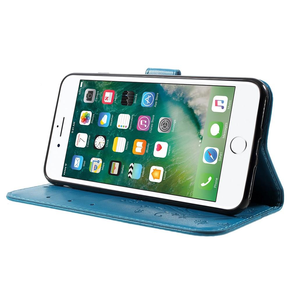 Funda de Cuero con Mariposas iPhone 7 Plus/iPhone 8 Plus, Azul
