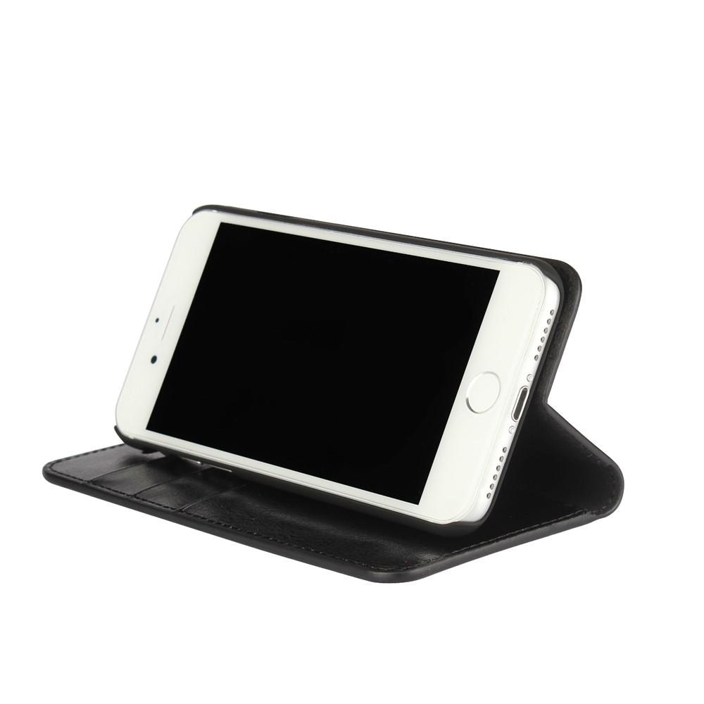 Funda cartera de cuero genuino iPhone SE 2020 Negro