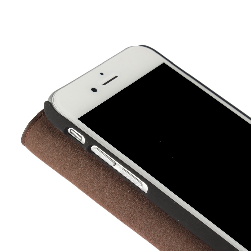 Funda cartera de cuero genuino iPhone 8 marrón oscuro