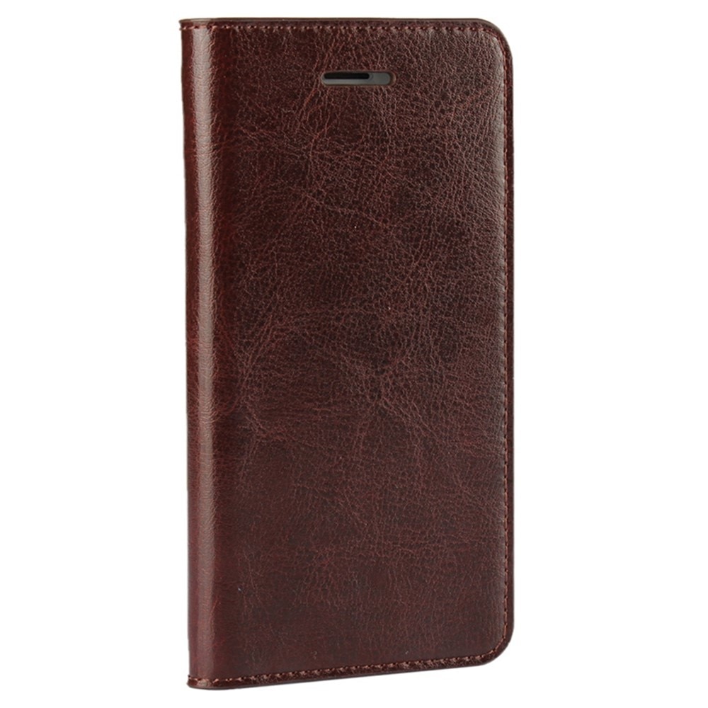 Funda cartera de cuero genuino iPhone SE (2020) marrón oscuro