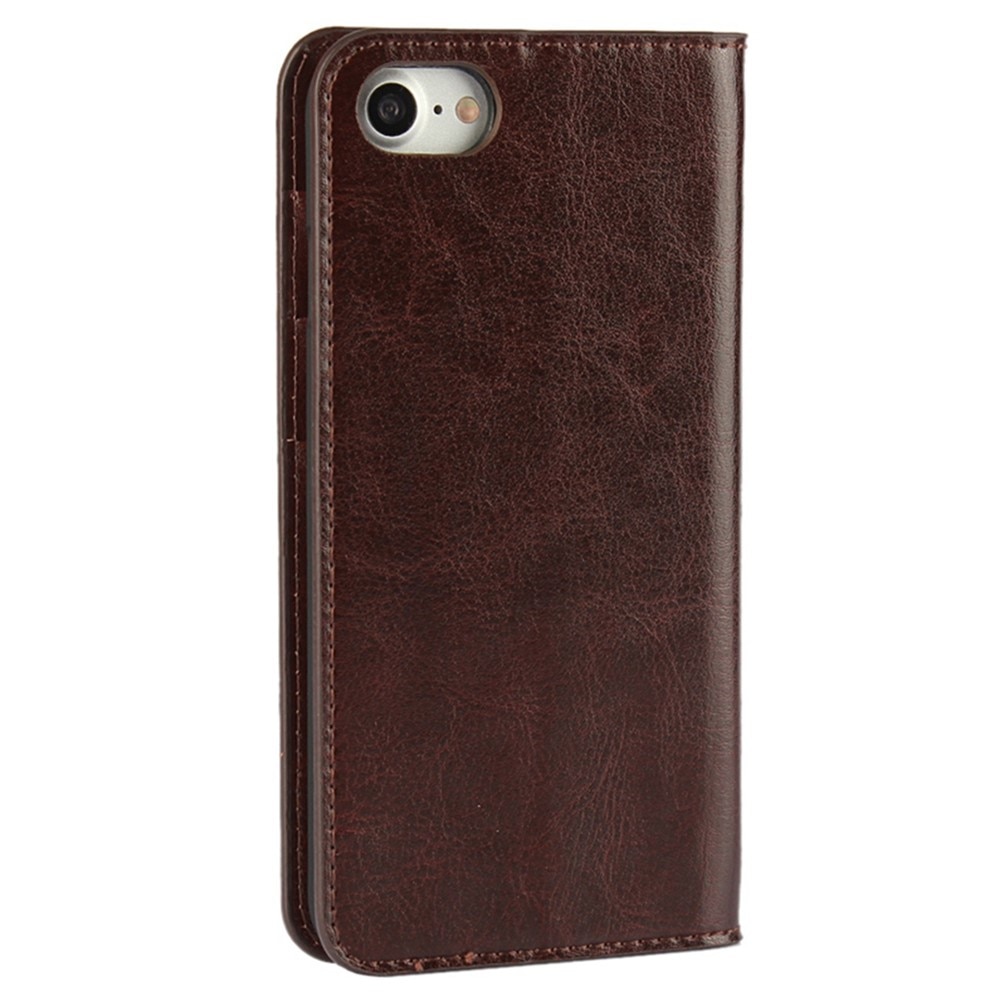 Funda cartera de cuero genuino iPhone SE 2020 Marrón oscuro
