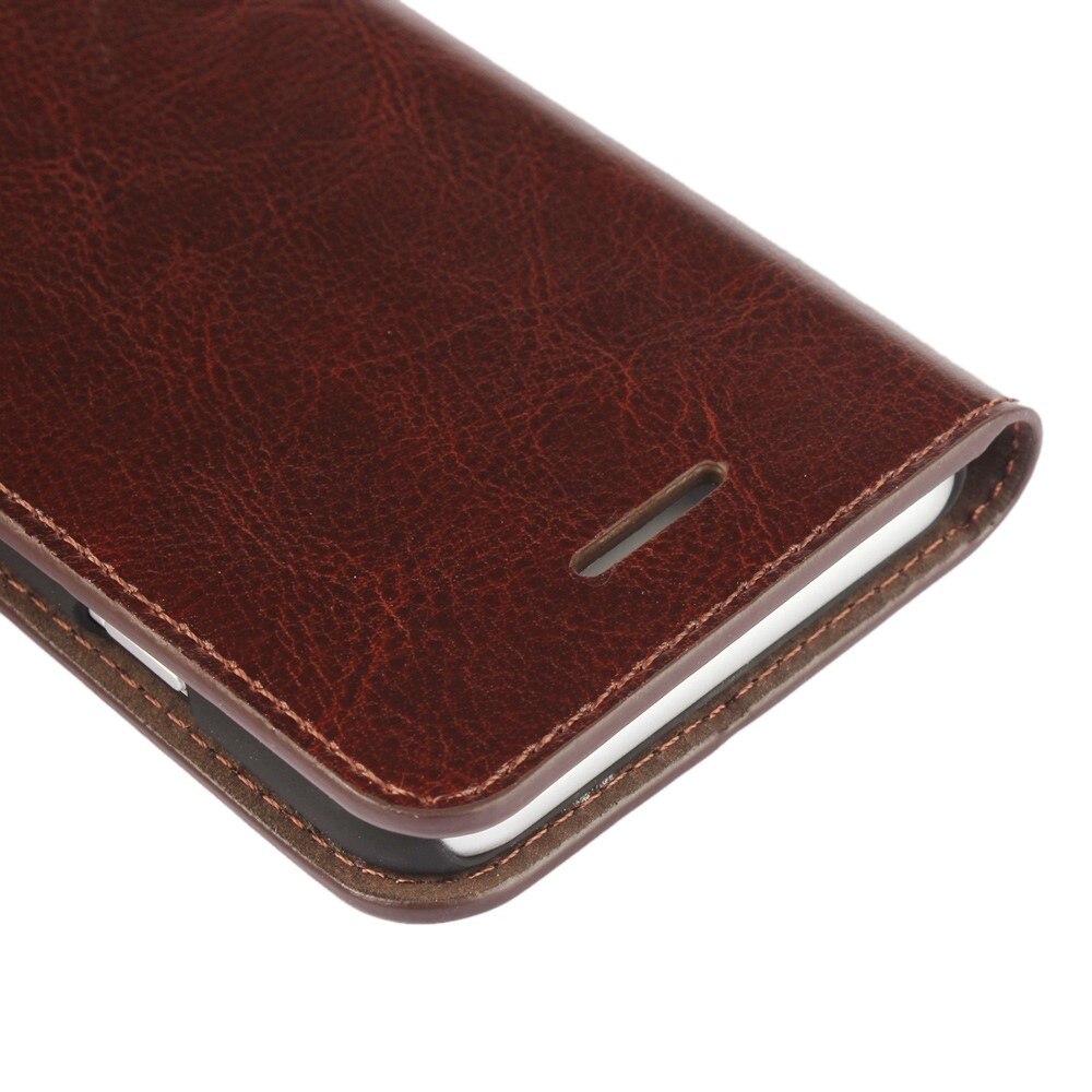 Funda cartera de cuero genuino iPhone SE 2020 Marrón oscuro