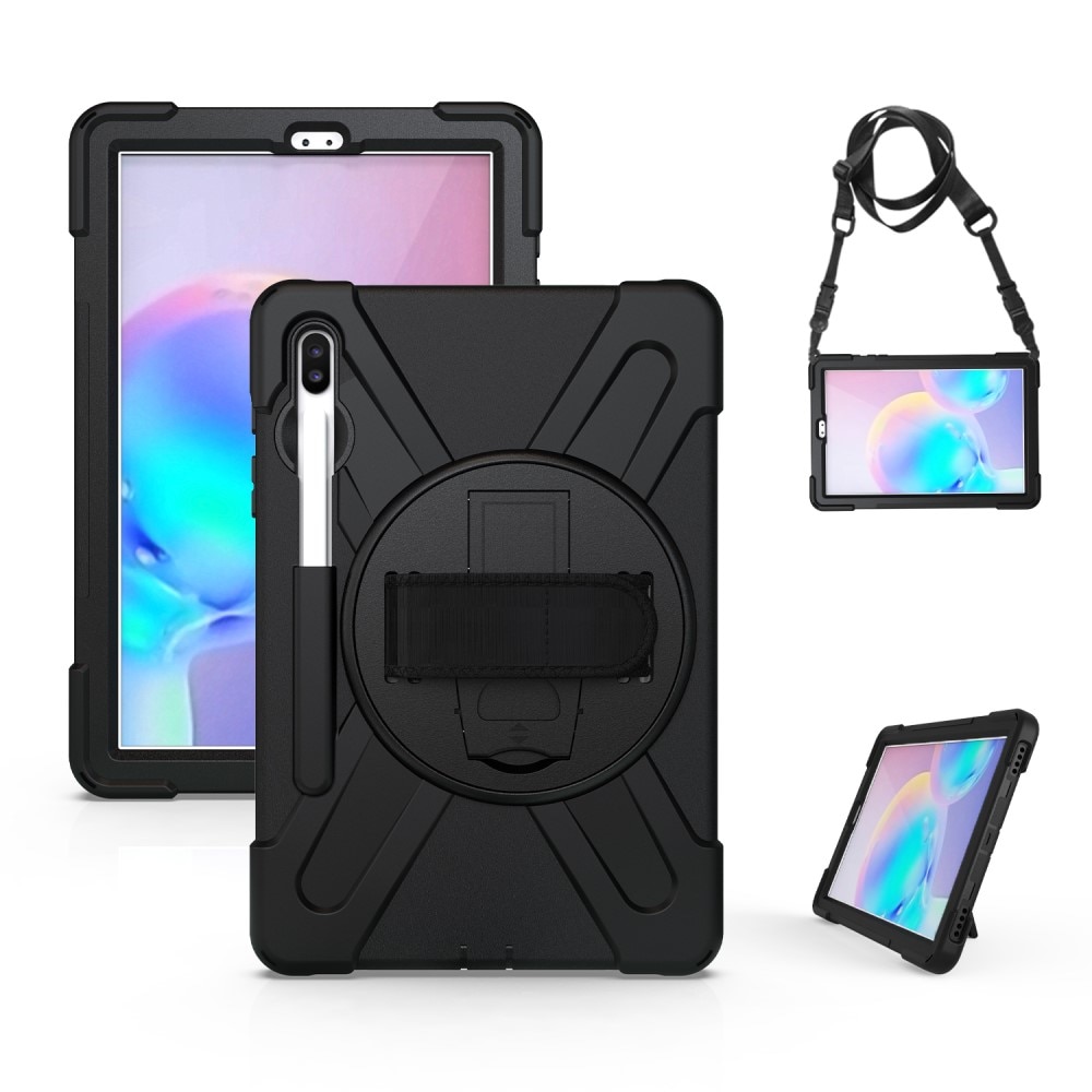 Funda híbrida a prueba de golpes Correa el hombro Samsung Galaxy Tab S6 10.5 negro