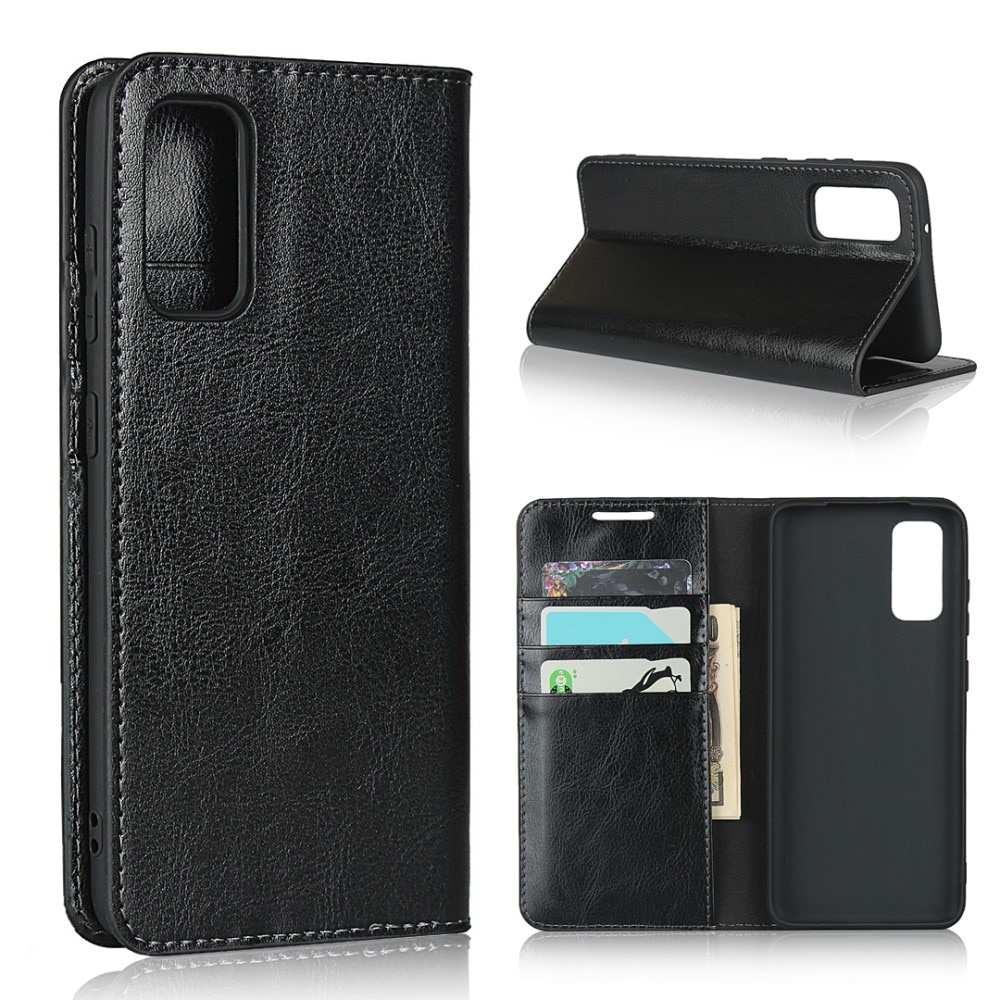 Funda cartera de cuero genuino Samsung Galaxy S20 Negro