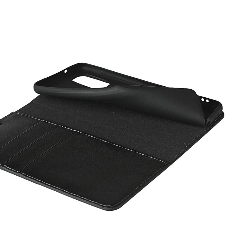 Funda cartera de cuero genuino Samsung Galaxy S20 Negro