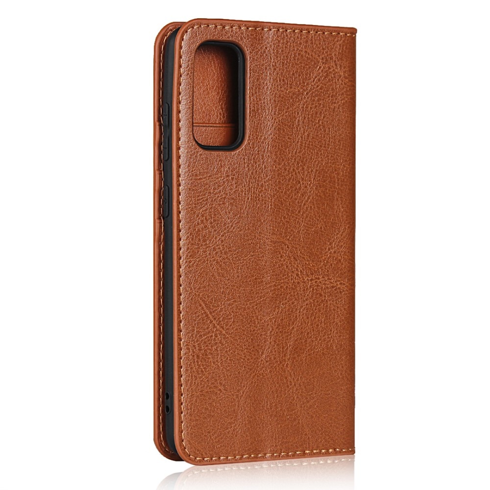 Funda cartera de cuero genuino Samsung Galaxy S20 Marrón