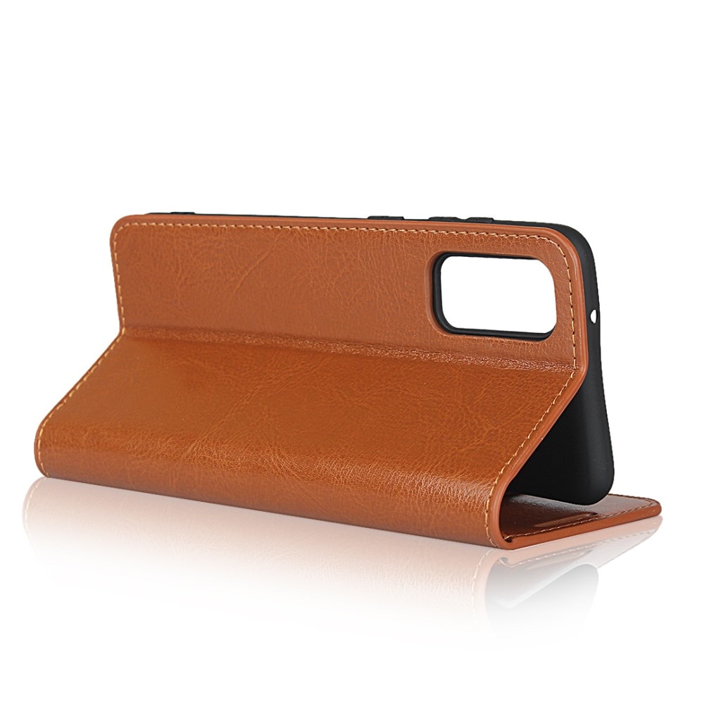 Funda cartera de cuero genuino Samsung Galaxy S20 Marrón