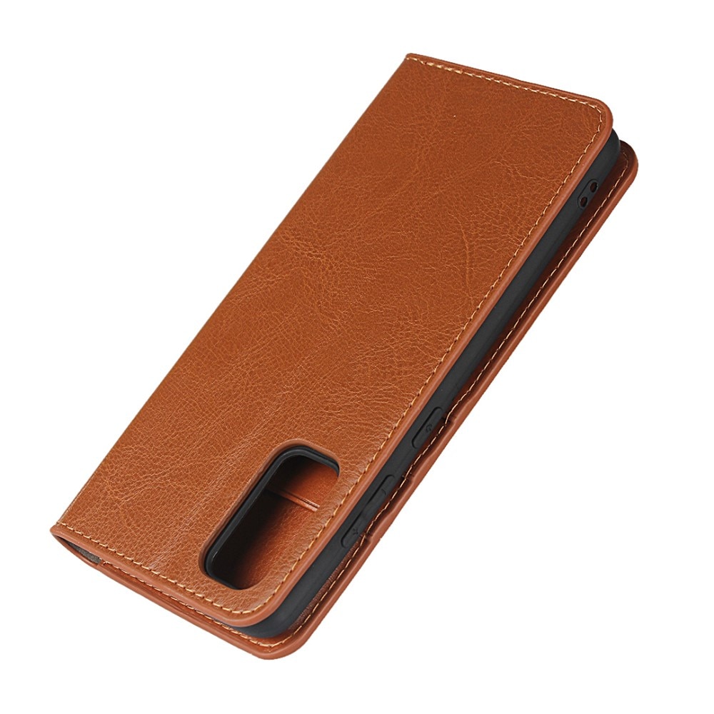 Funda cartera de cuero genuino Samsung Galaxy S20 Marrón