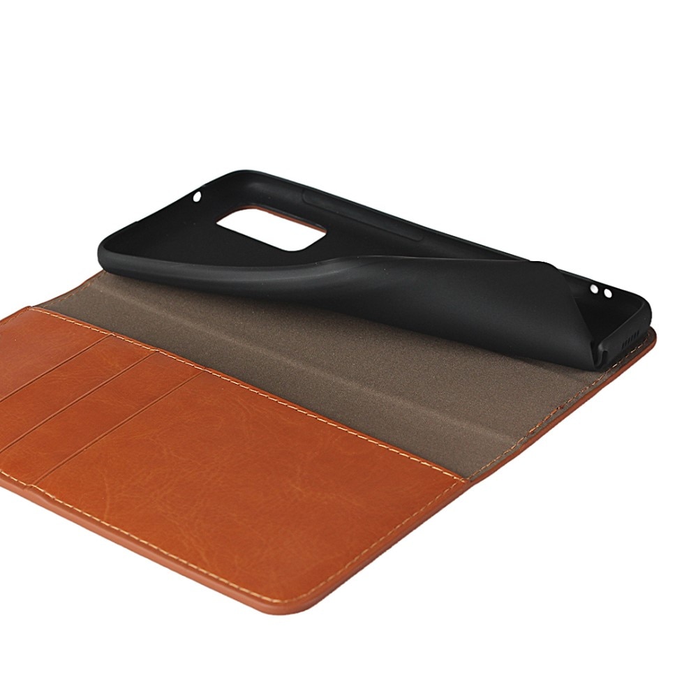 Funda cartera de cuero genuino Samsung Galaxy S20 Marrón