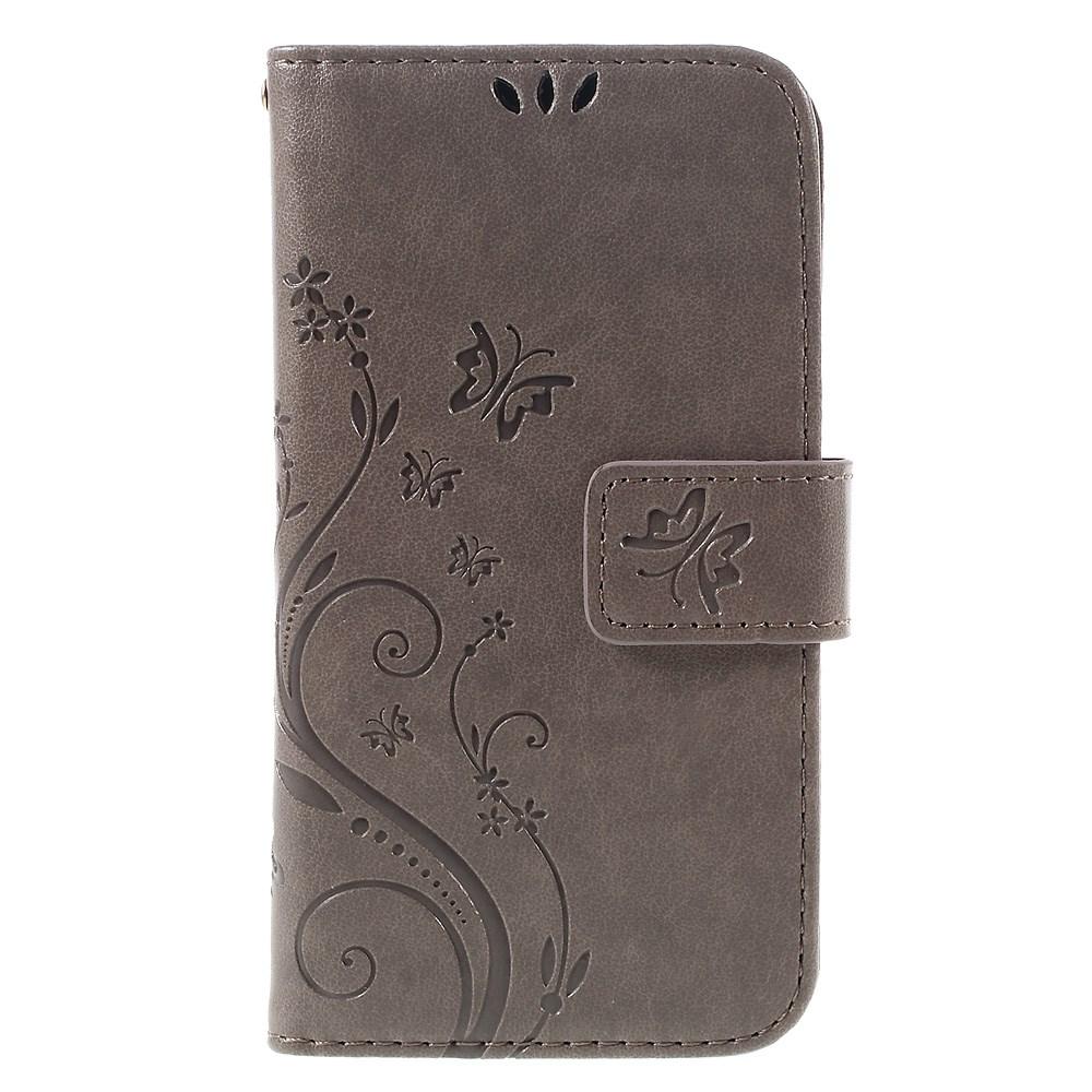 Funda de cuero con mariposas para Samsung Galaxy A3 2016, gris