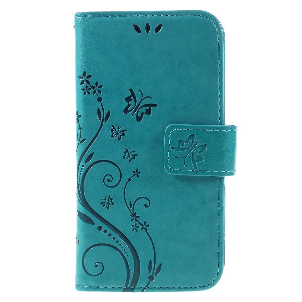 Funda de cuero con mariposas para Samsung Galaxy A3 2016, azul