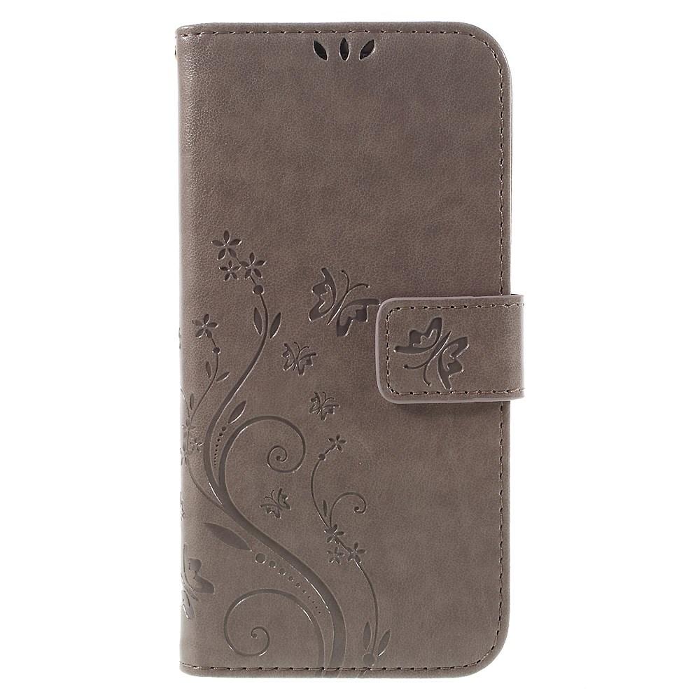 Funda de cuero con mariposas para Samsung Galaxy S7 Edge, gris