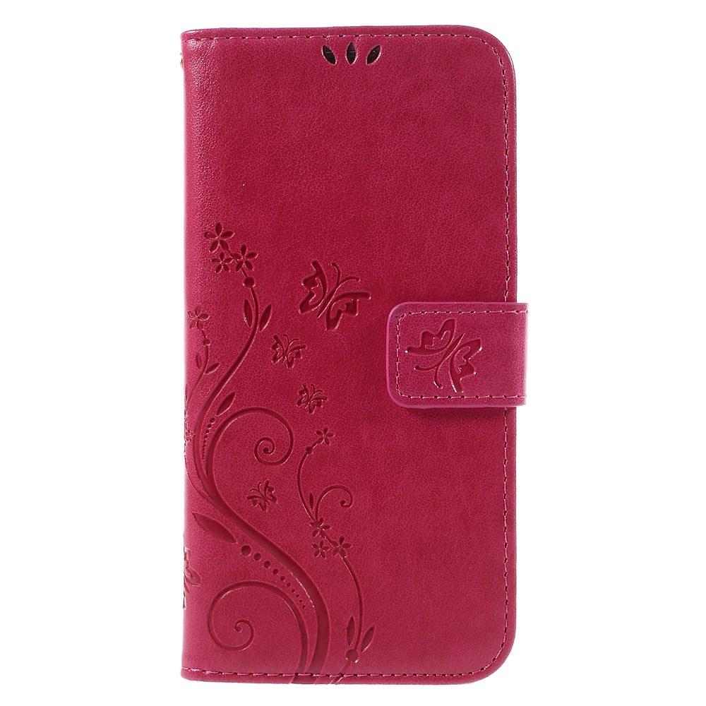Funda de Cuero con Mariposas Samsung Galaxy S7 Edge, Rosa