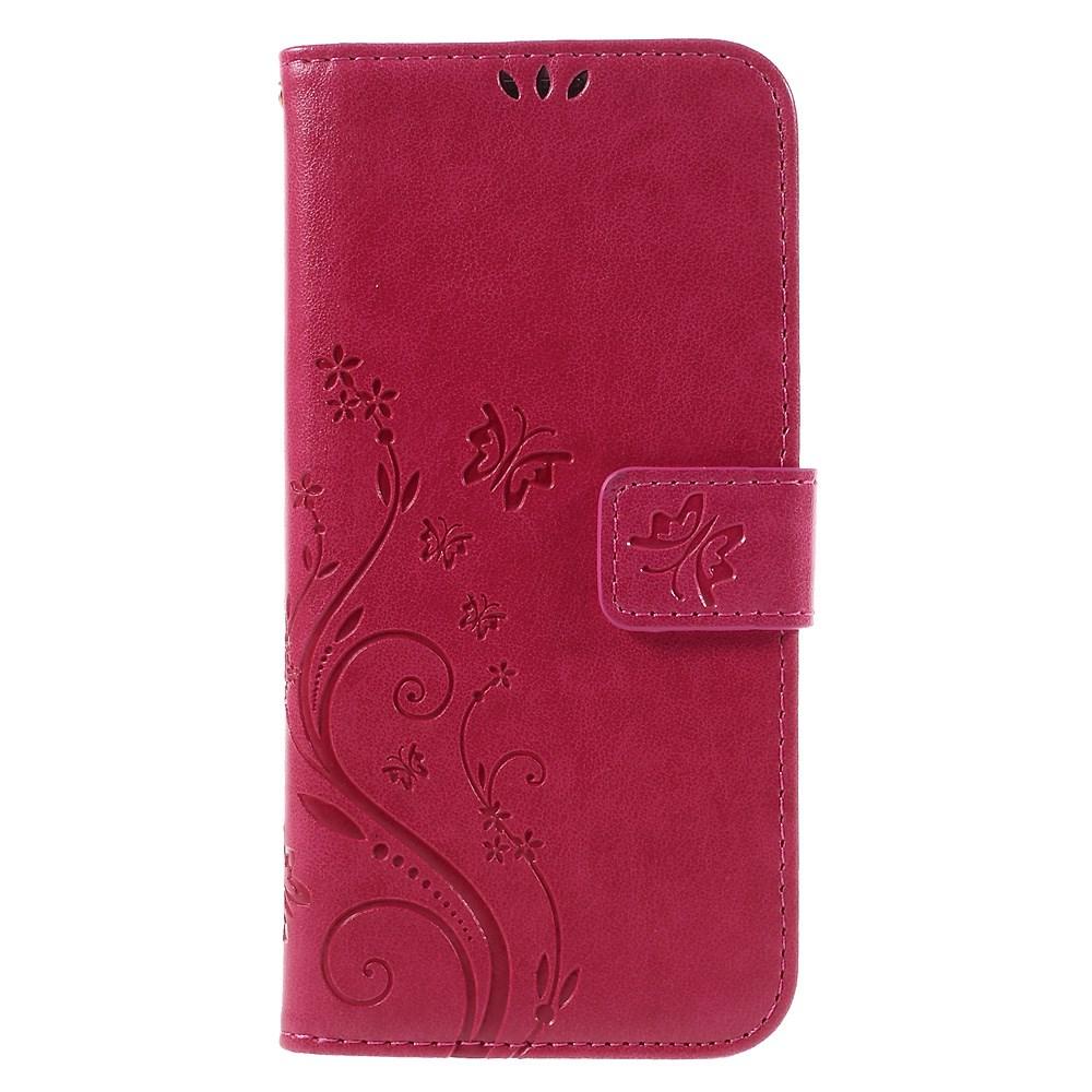 Funda de cuero con mariposas para Samsung Galaxy S7 Edge, rosado