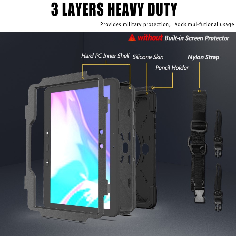 Funda híbrida a prueba de golpes Correa el hombro Samsung Galaxy Tab Active4 Pro negro