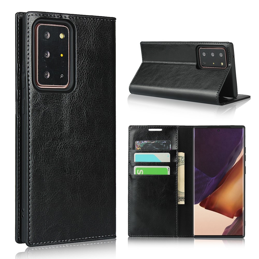 Funda cartera de cuero genuino Samsung Galaxy Note 20 Ultra Negro