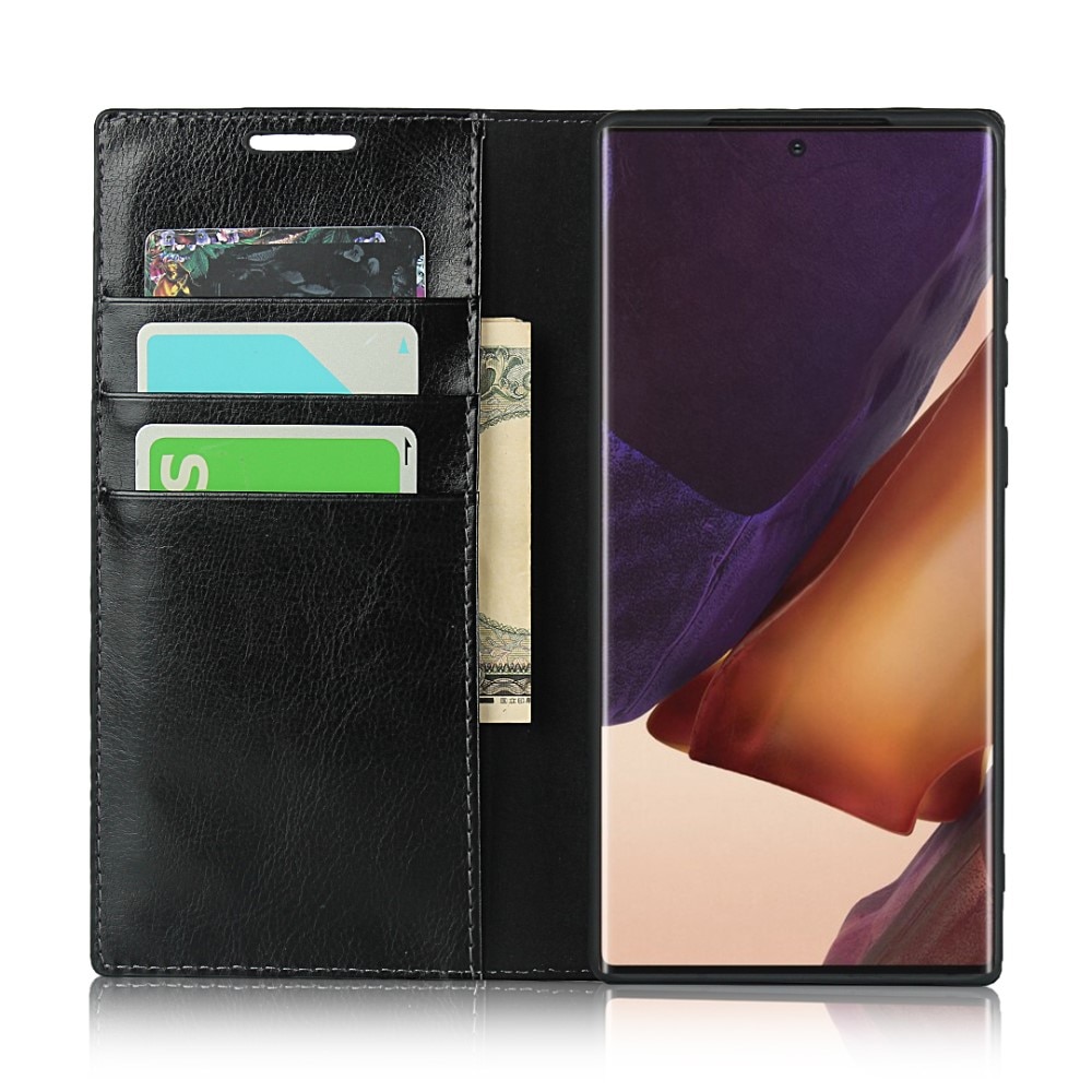 Funda cartera de cuero genuino Samsung Galaxy Note 20 Ultra Negro