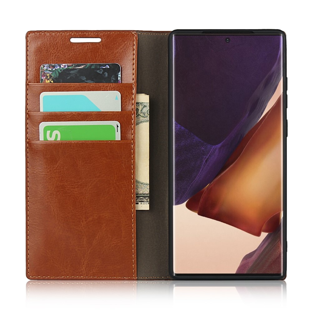 Funda cartera de cuero genuino Samsung Galaxy Note 20 Ultra Marrón