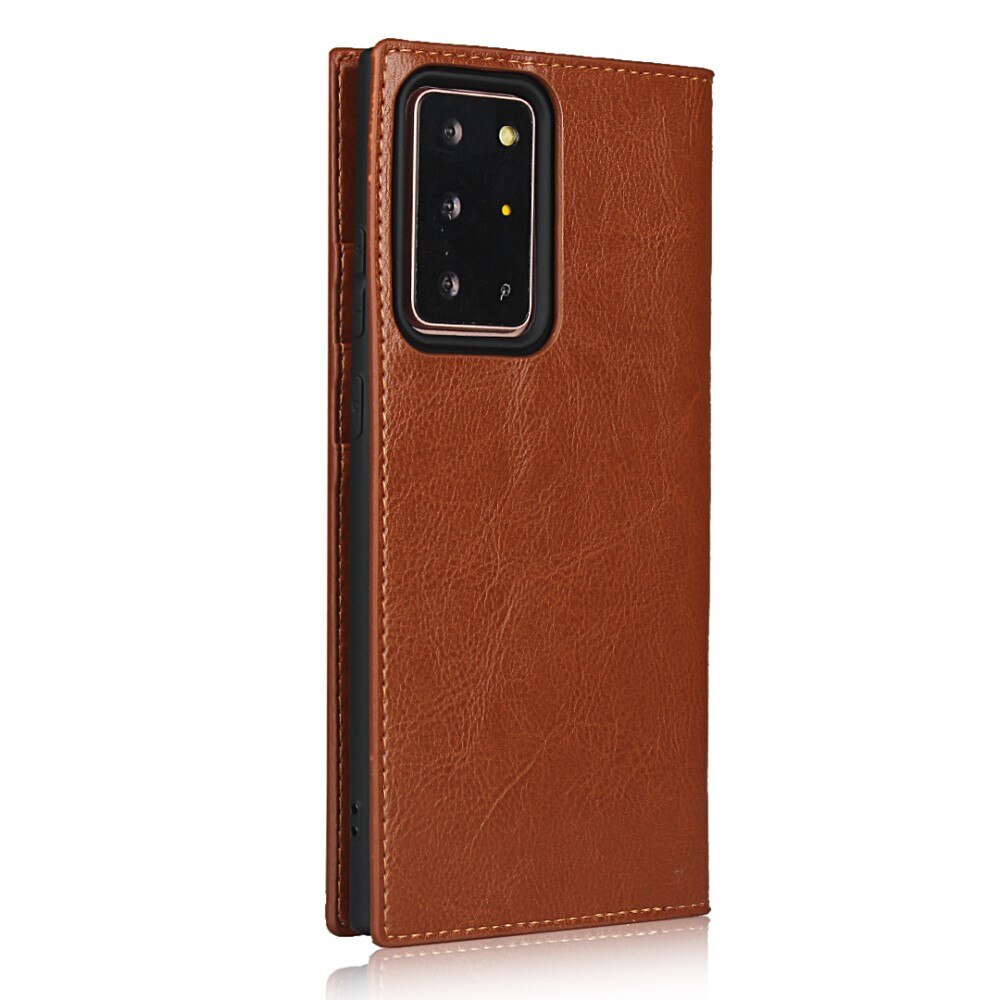 Funda cartera de cuero genuino Samsung Galaxy Note 20 Ultra marrón