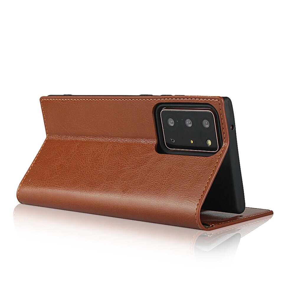 Funda cartera de cuero genuino Samsung Galaxy Note 20 Ultra Marrón