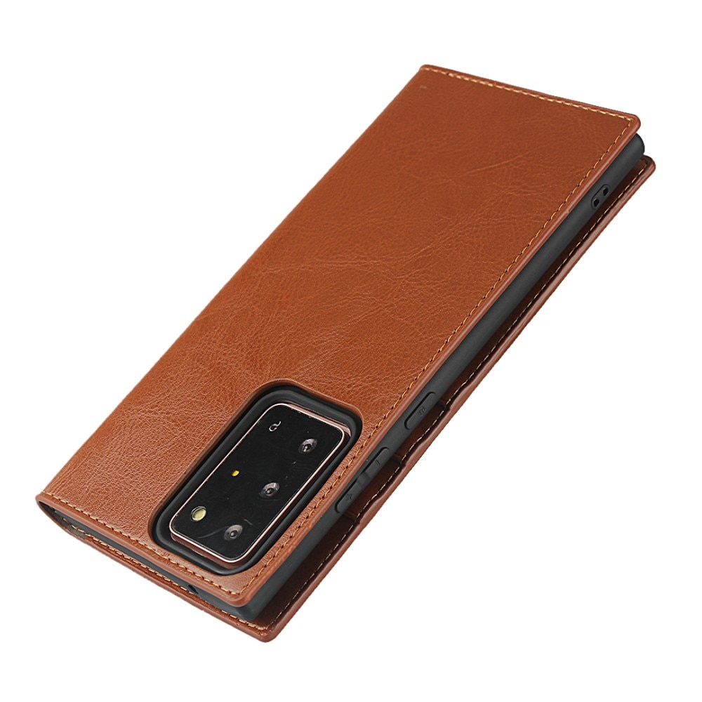 Funda cartera de cuero genuino Samsung Galaxy Note 20 Ultra marrón