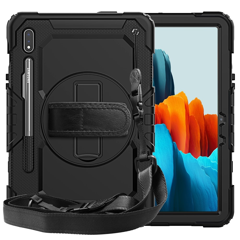 Full Protection Funda híbrida a prueba de golpes Correa el hombro Galaxy Tab S7/S8 11.0 Negro