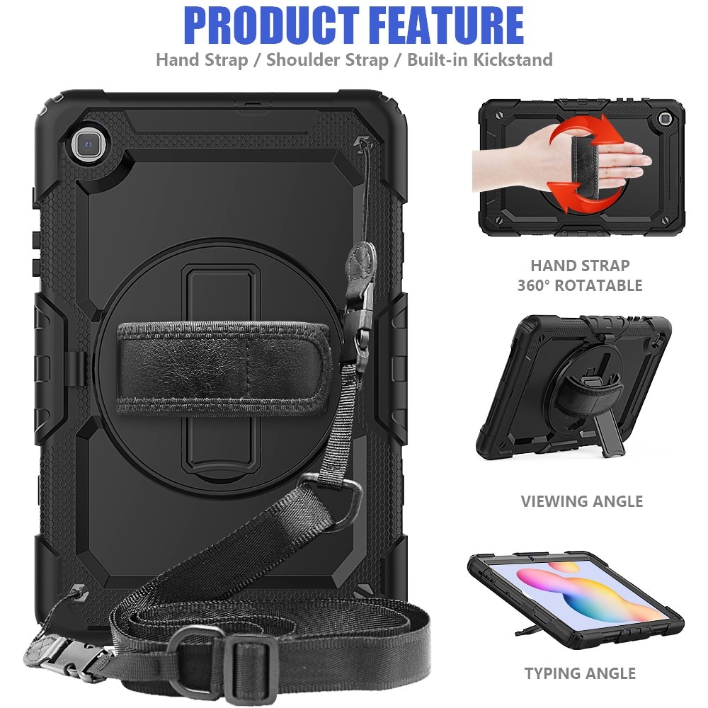 Full Protection Funda híbrida a prueba de golpes Correa el hombro Galaxy Tab S6 Lite 10.4 negro