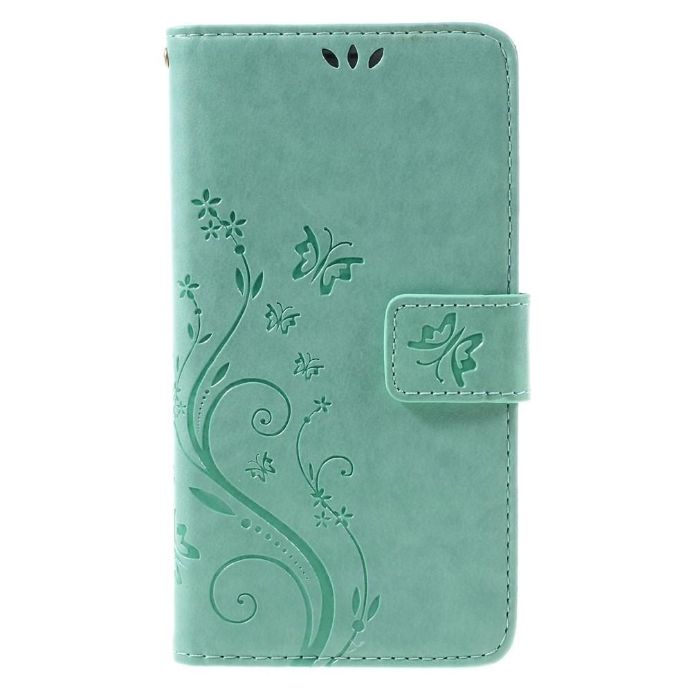 Funda de cuero con mariposas para Samsung Galaxy J5 2016, verde