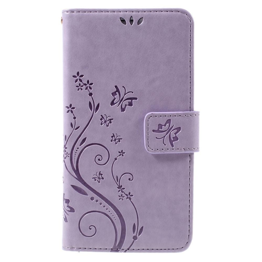 Funda de Cuero con Mariposas Samsung Galaxy J5 2016, Púrpura