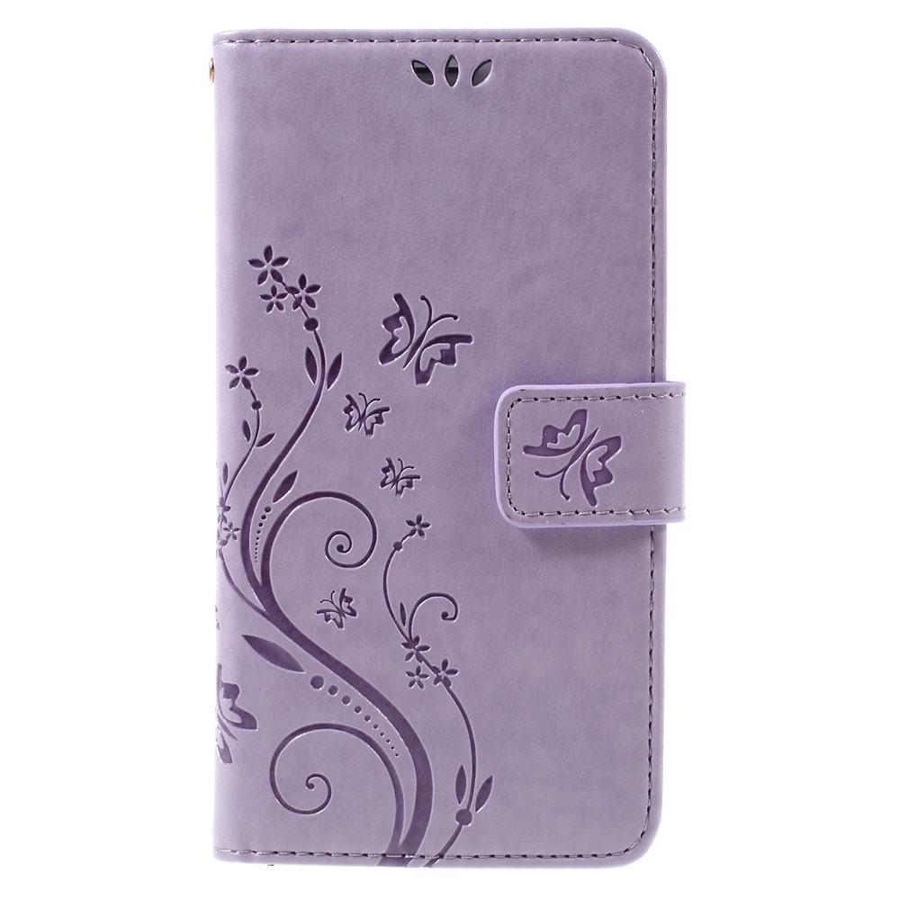 Funda de cuero con mariposas para Samsung Galaxy J5 2016, violeta