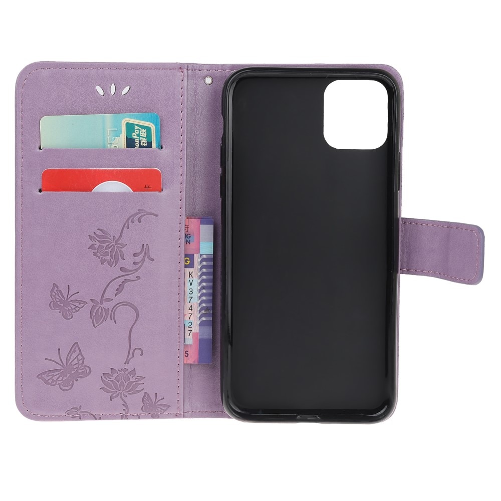 Funda de cuero con mariposas para Samsung Galaxy A22 5G, violeta