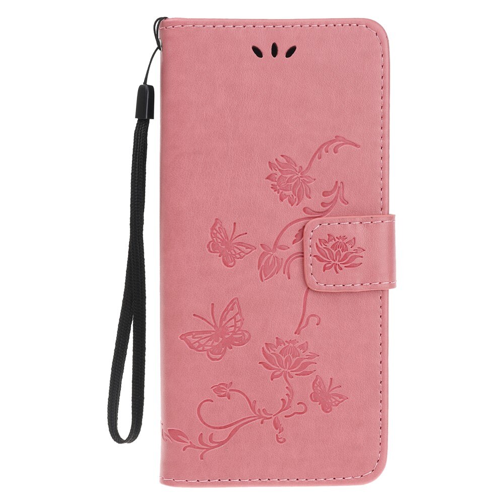 Funda de Cuero con Mariposas Samsung Galaxy A22 5G, Rosa