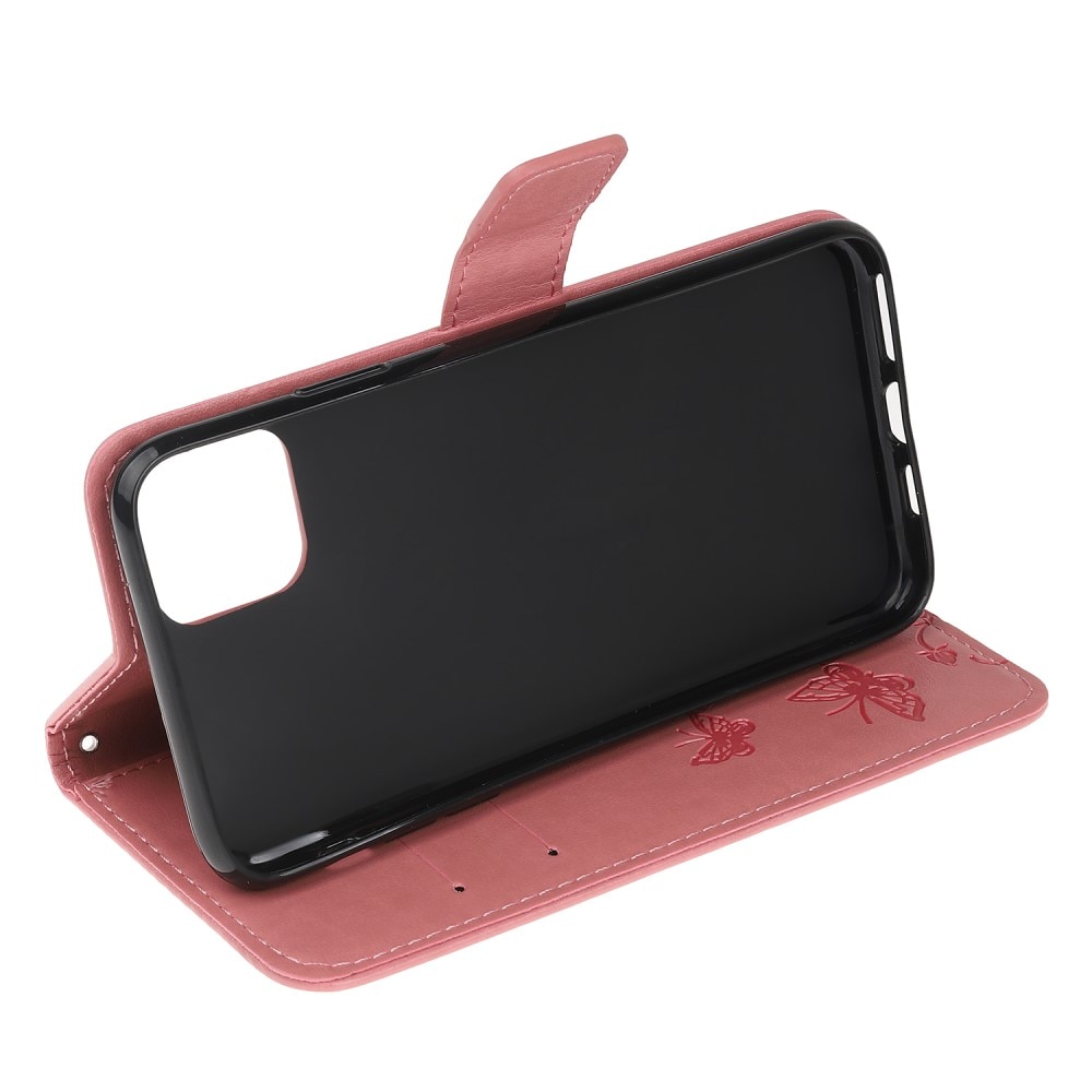 Funda de cuero con mariposas para Samsung Galaxy A22 5G, rosado