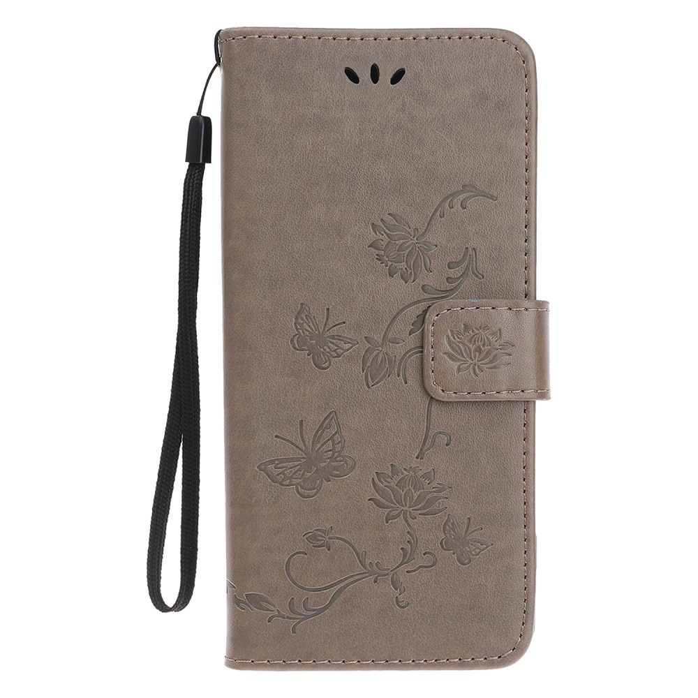 Funda de cuero con mariposas para Samsung Galaxy A22 5G, gris