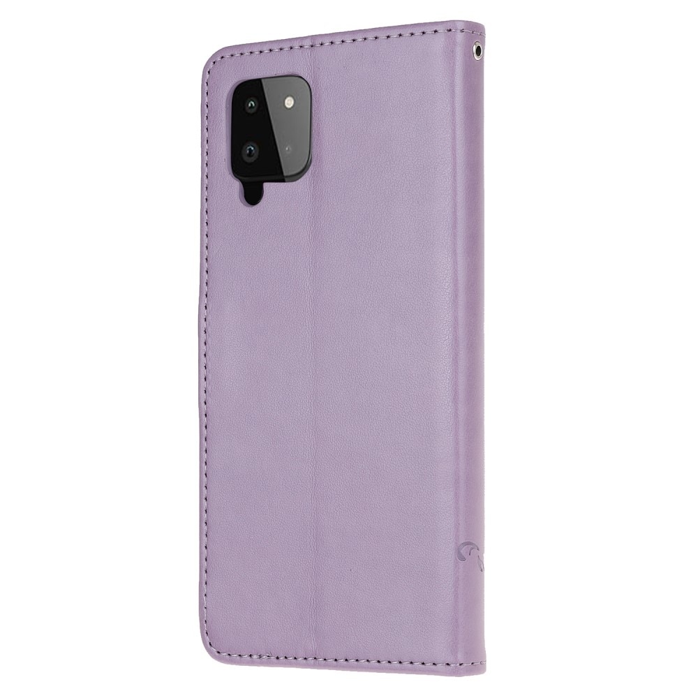 Funda de cuero con mariposas para Samsung Galaxy A22 4G, violeta