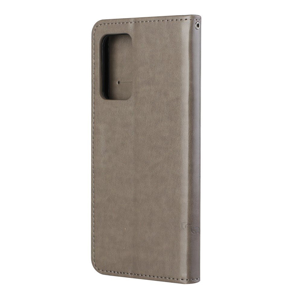 Funda de cuero con mariposas para Samsung Galaxy A82 5G, gris