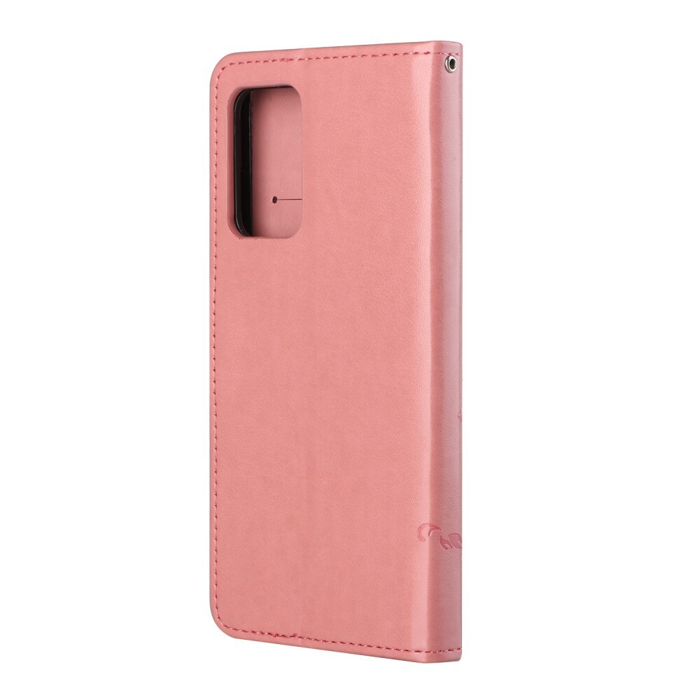 Funda de Cuero con Mariposas Samsung Galaxy A82 5G, Rosa