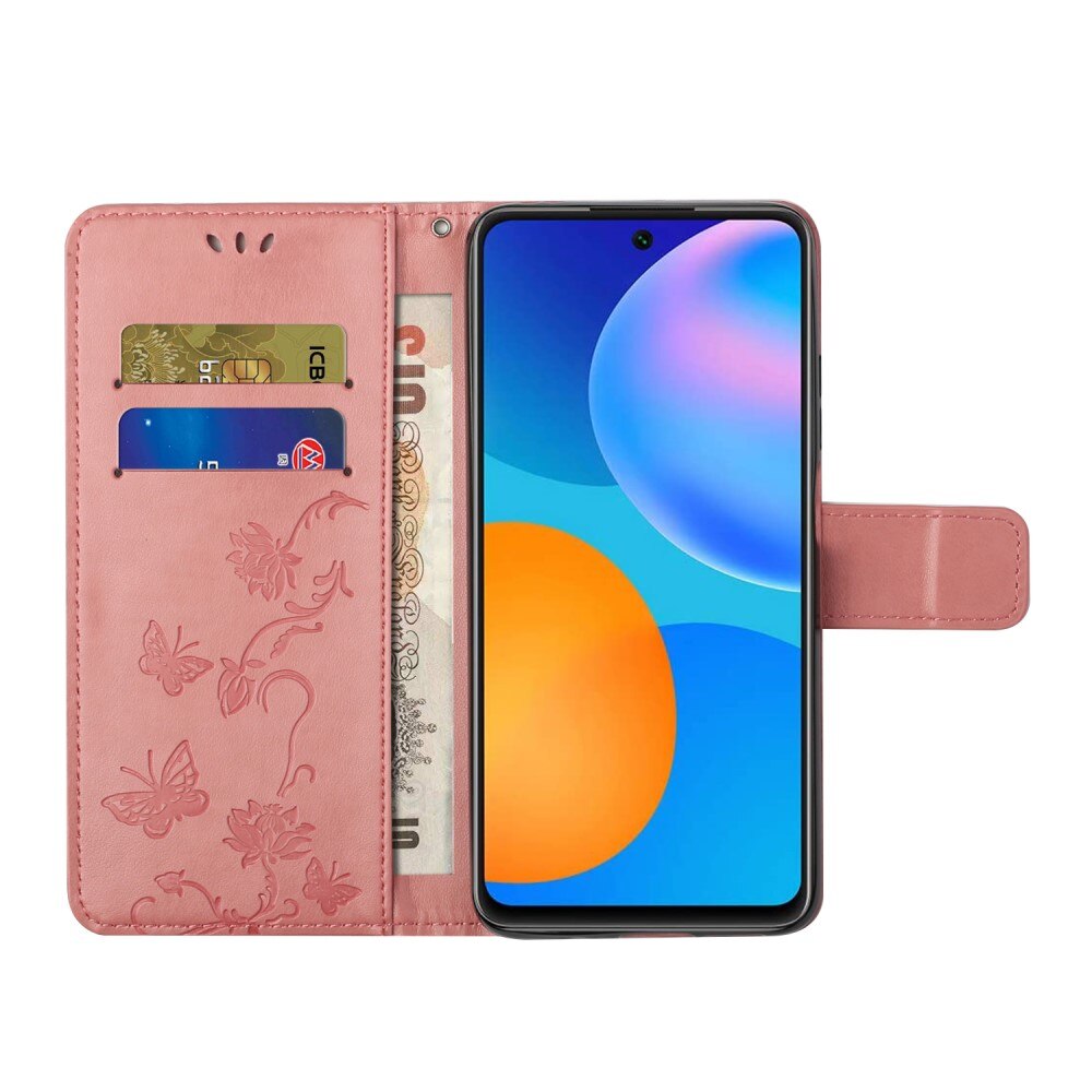 Funda de cuero con mariposas para Samsung Galaxy A82 5G, rosado