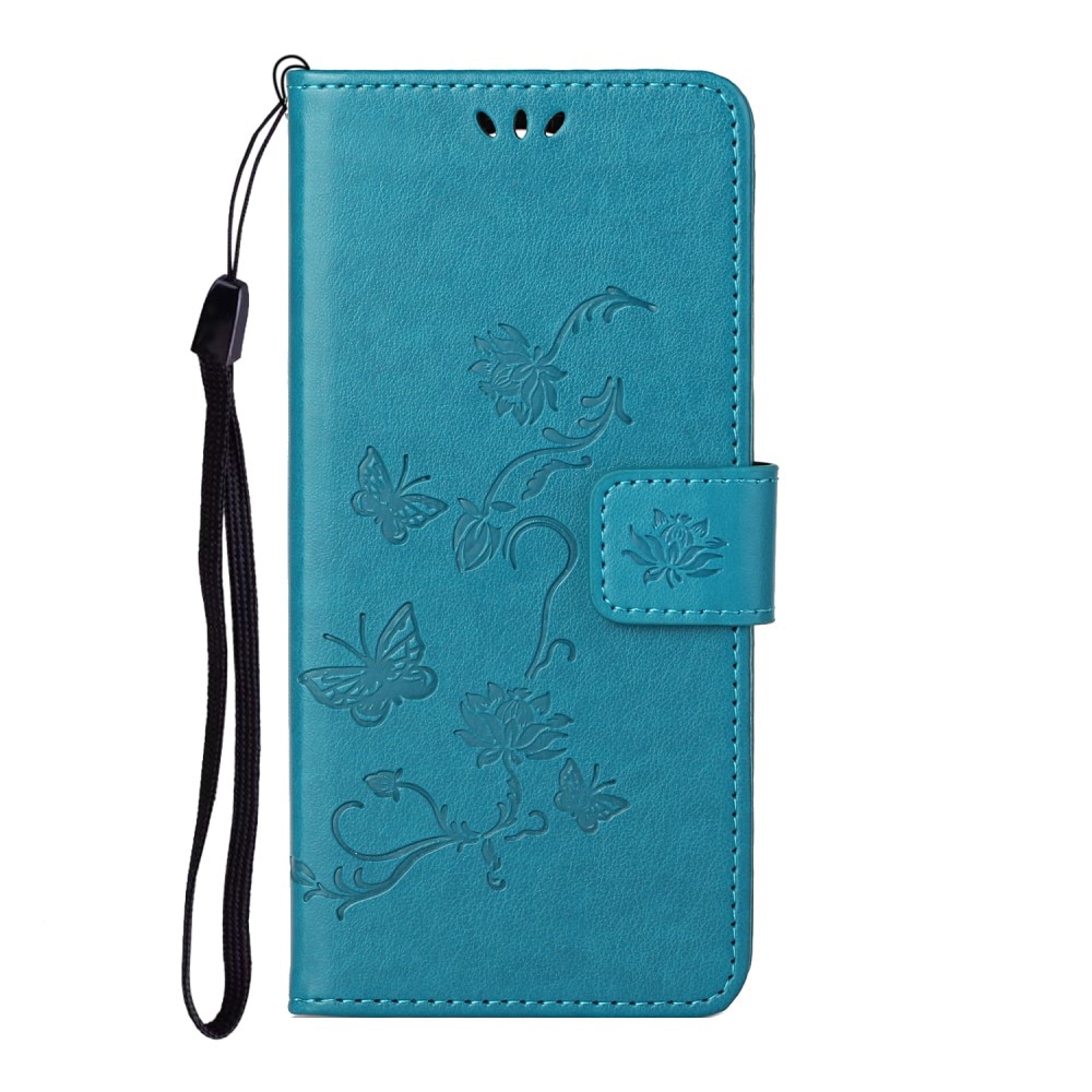 Funda de cuero con mariposas para Samsung Galaxy A82 5G, azul