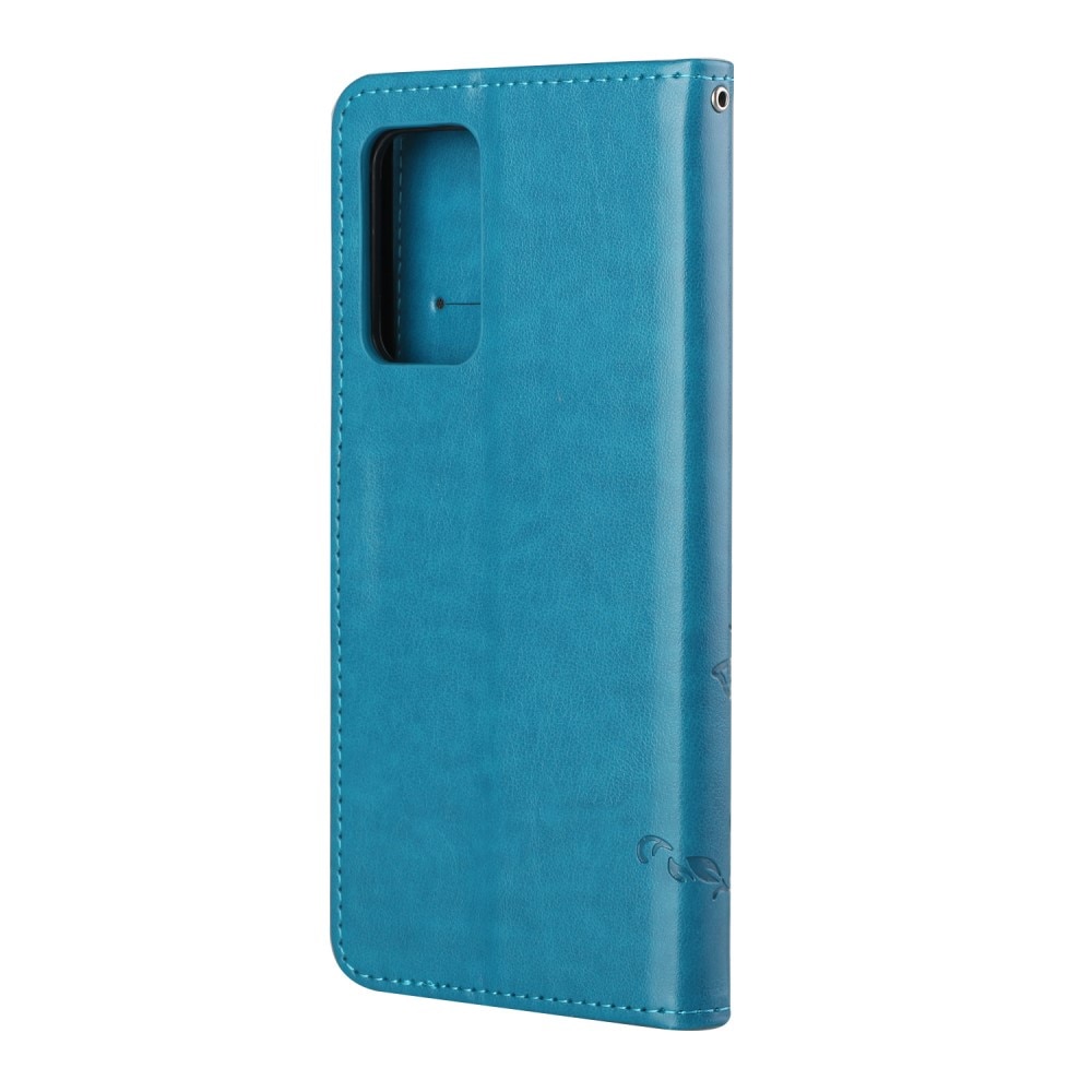 Funda de cuero con mariposas para Samsung Galaxy A82 5G, azul