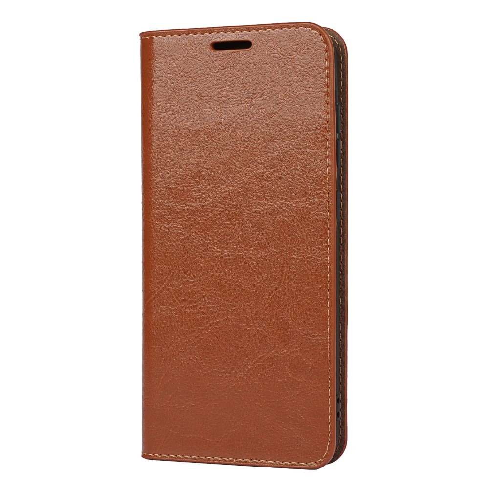 Funda cartera de cuero genuino Samsung Galaxy S21 FE Marrón