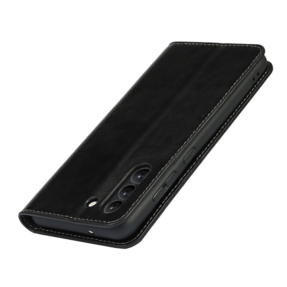 Funda cartera de cuero genuino Samsung Galaxy S21 FE Negro
