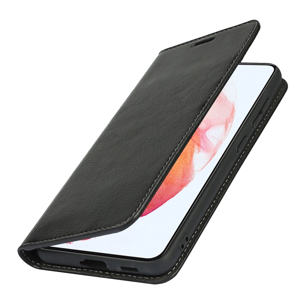 Funda cartera de cuero genuino Samsung Galaxy S21 FE Negro