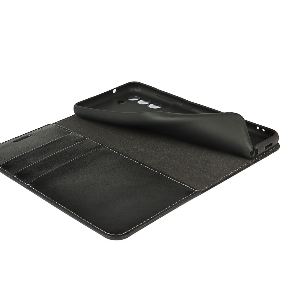Funda cartera de cuero genuino Samsung Galaxy S21 FE Negro