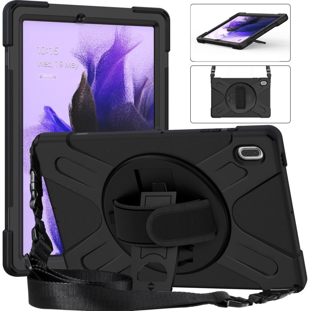 Funda híbrida a prueba de golpes Correa el hombro Samsung Galaxy Tab S7 FE negro