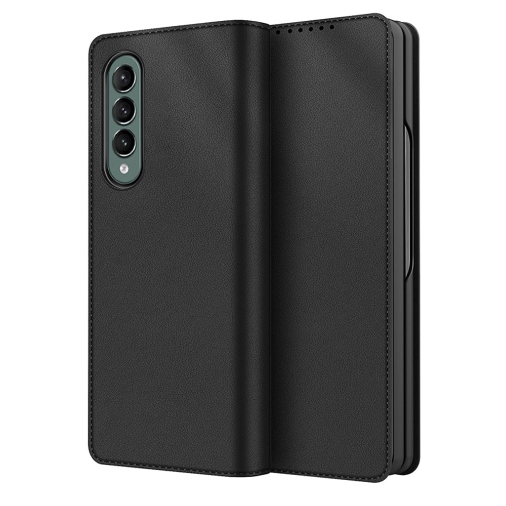 Funda de cuero genuino Samsung Galaxy Z Fold 3, Negro