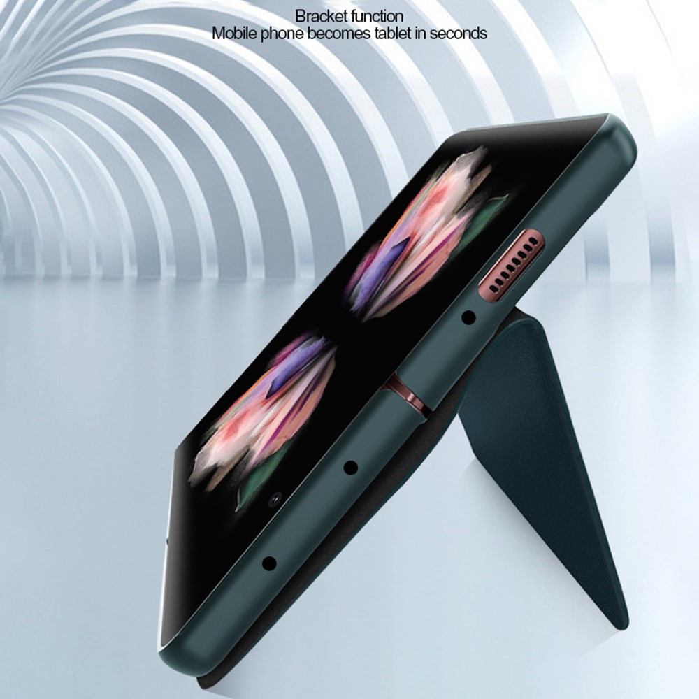 Funda de cuero genuino Samsung Galaxy Z Fold 3, negro