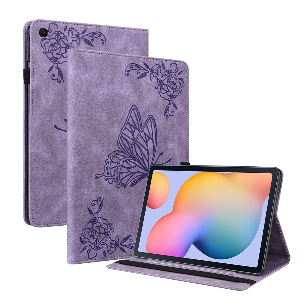 Funda de cuero con mariposas Samsung Galaxy Tab S6 Lite Púrpura