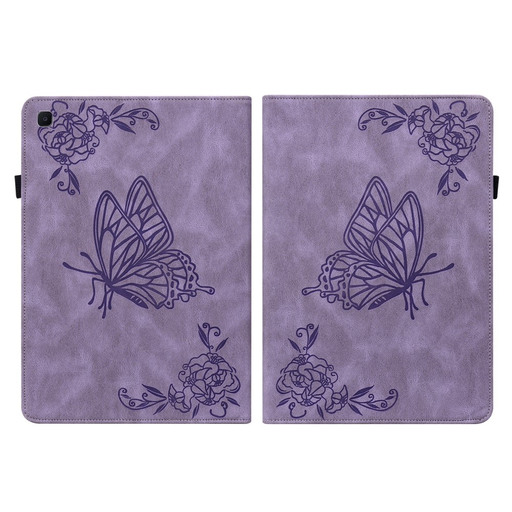 Funda de cuero con mariposas Samsung Galaxy Tab S6 Lite 10.4 violeta