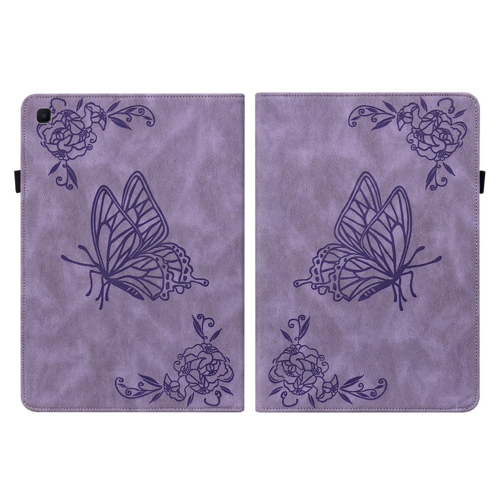 Funda de cuero con mariposas Samsung Galaxy Tab S6 Lite Púrpura